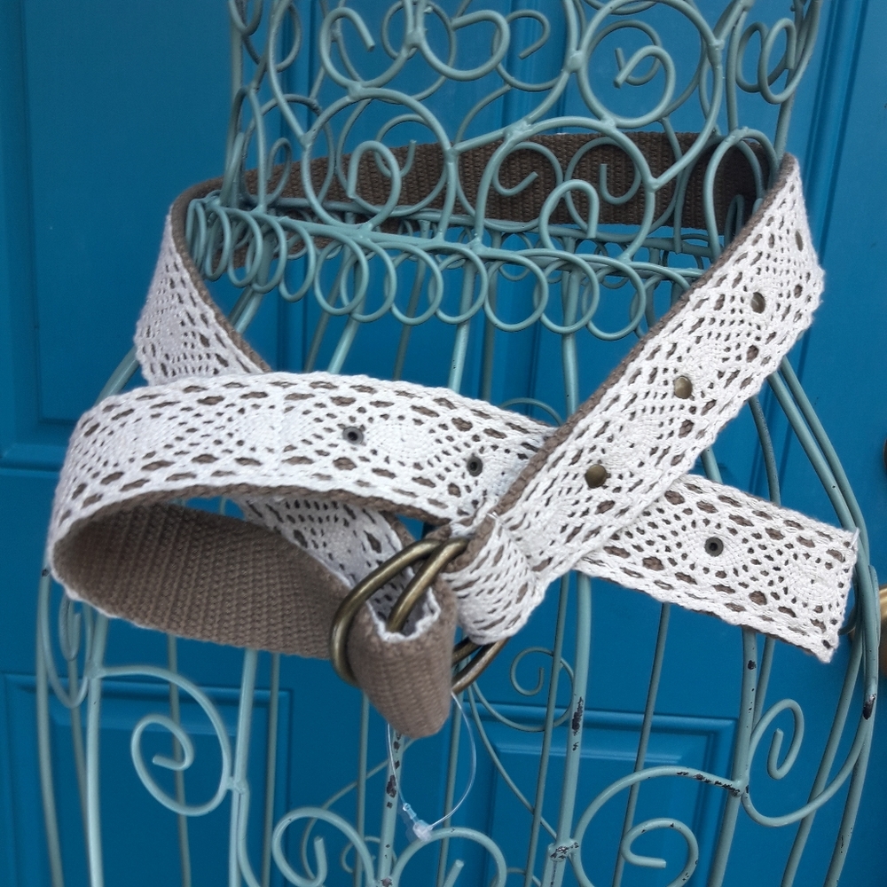 Boho Lace Belt or Purse Strap Embroidered Cloth